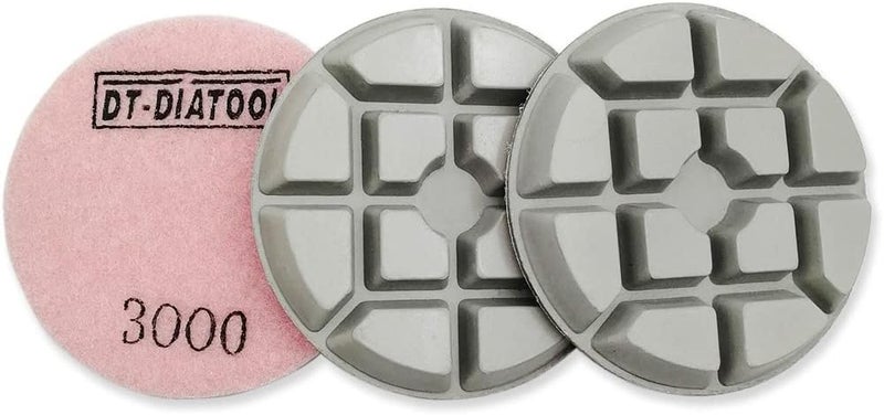 DTDIATOOL Concrete Polishing Pads 3 inch/80mm for Concrete, Cement and Terrazzo Floors Processing, Repairing and Renovating, Dry or Wet Use Diamond Grinding Pads Grit 3000 3pcs - Image 1
